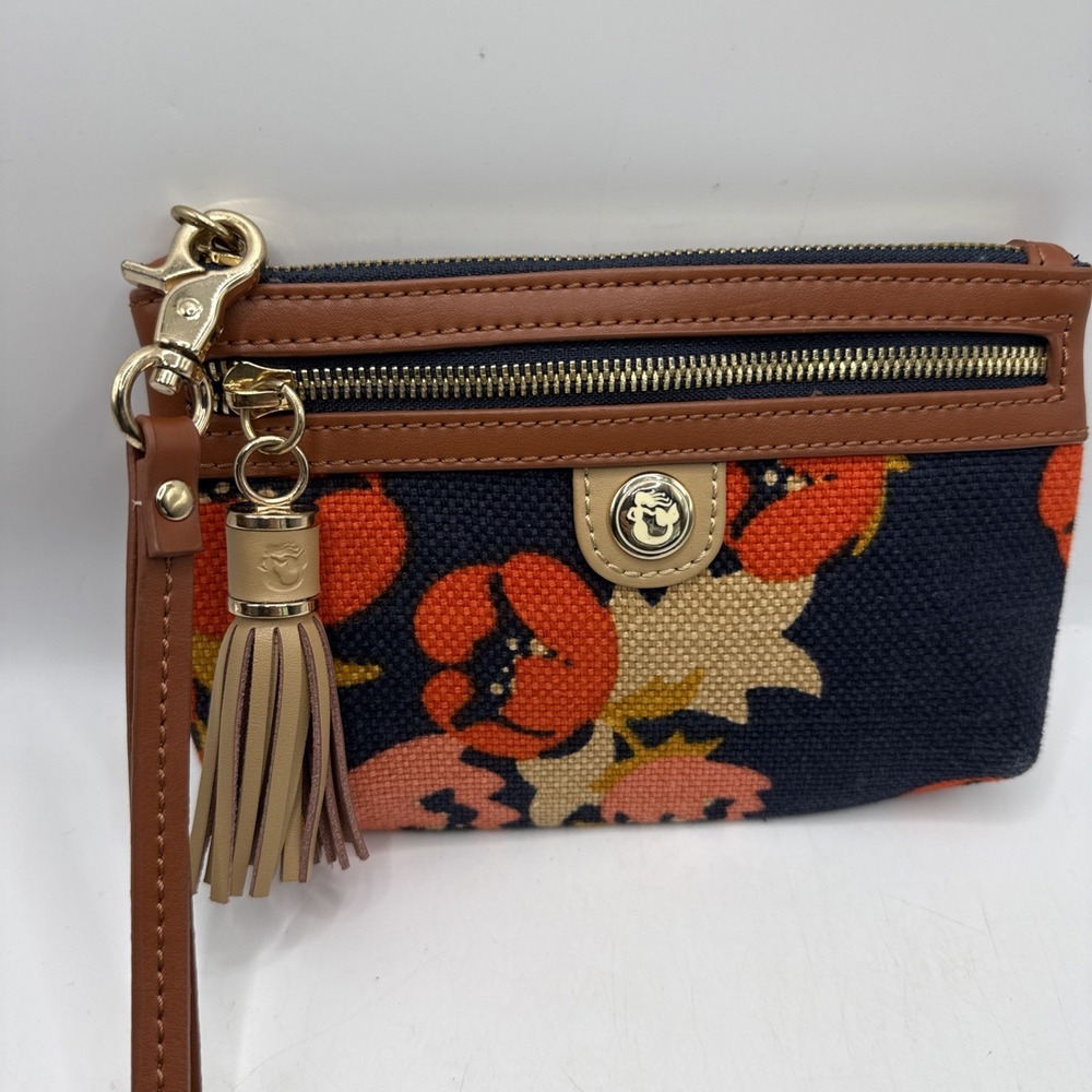 Spartina 449 Waving Girl Tassel Wristlet Floral Wallet Bag Travel - Picture 5 of 12
